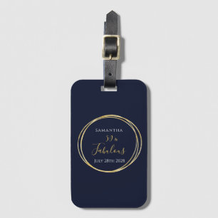 Personalised 50th Birthday Navy Gold Luggage Tag