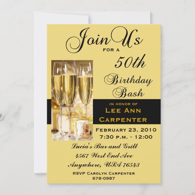 Personalised 50th Birthday Party Invitation (Front)