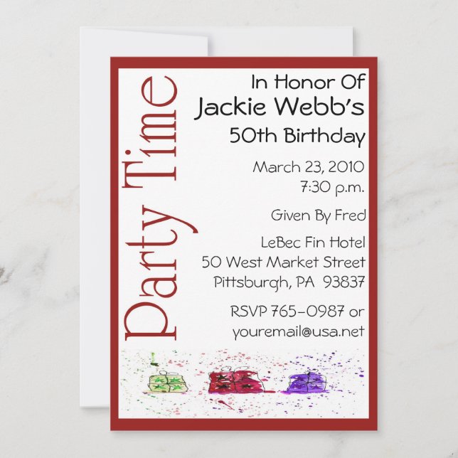 Personalised 50th Birthday Party Invitation (Front)