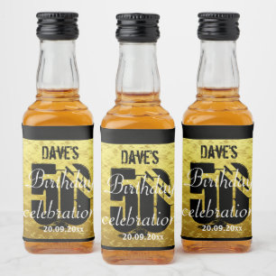 Personalised 50th Birthday Party Mini Liquor Favou Bottle Label