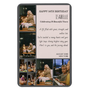 Personalised 50th Birthday Photo Collage Flexible  Magnet