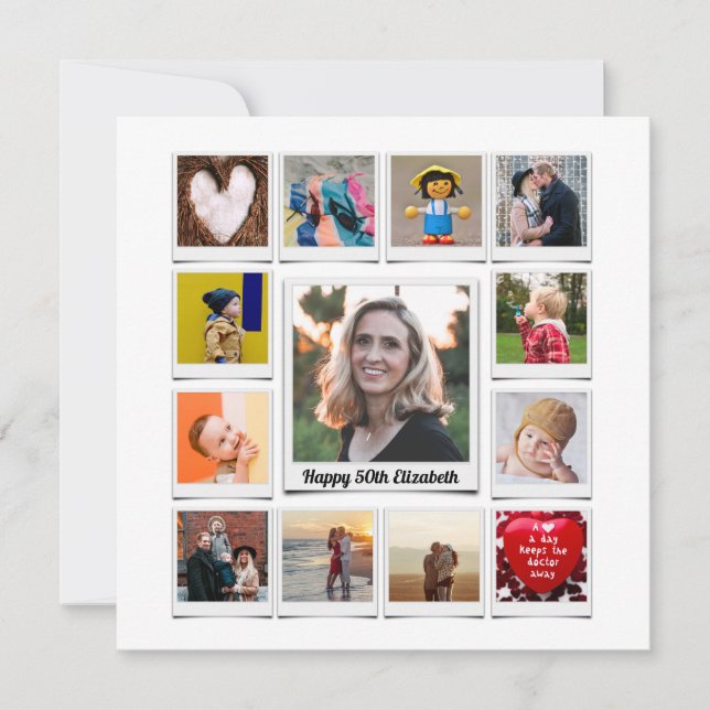 Personalised 50th Birthday Photo Template Modern (Front)