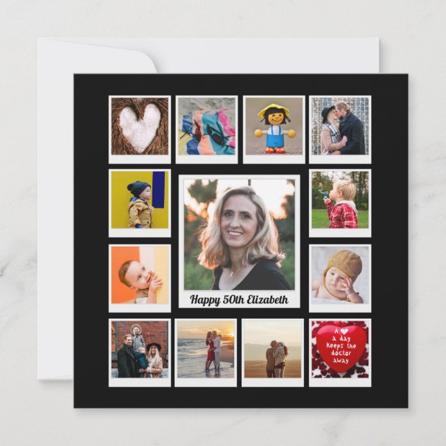 Personalised 50th Birthday Photo Template Modern (Front)