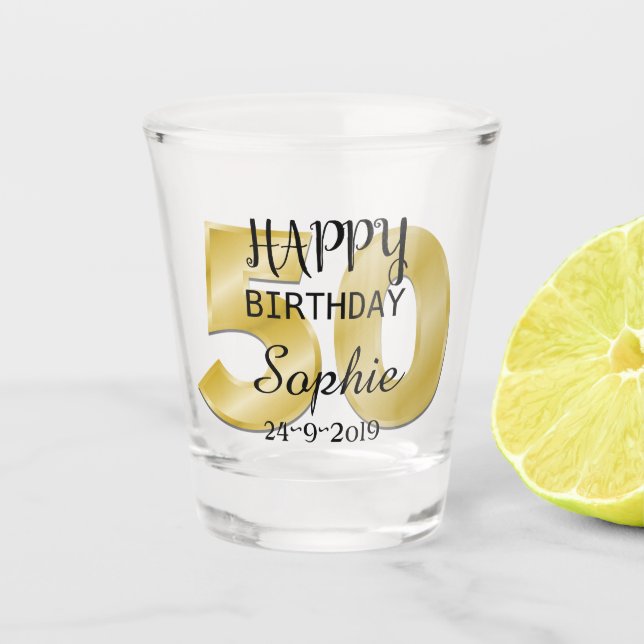 Personalised 50th Birthday Shot Glass (Front)