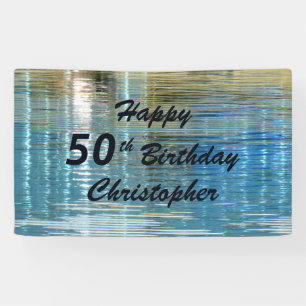 Personalised 50th Birthday Sign Reflection in Lake