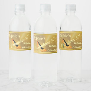 Personalised 50th Birthday Water Bottle Label