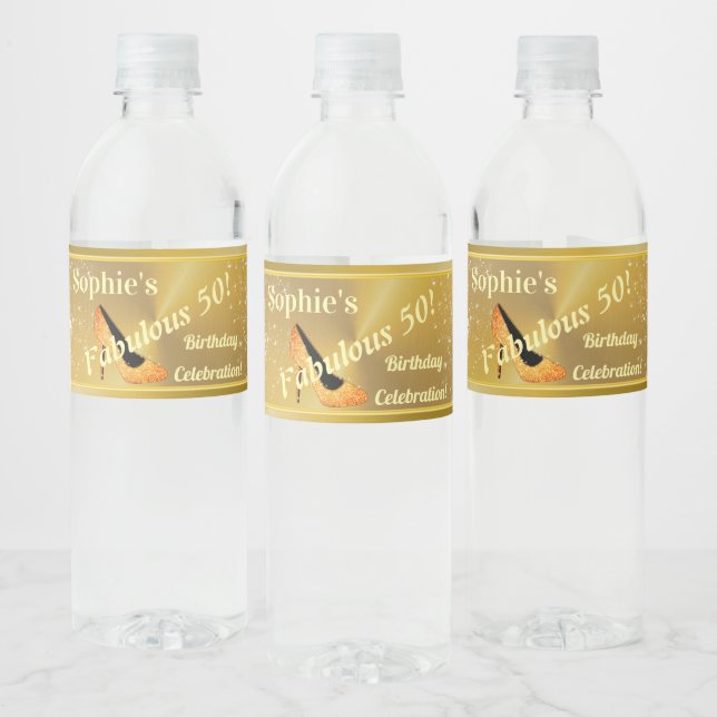 Personalised  50th Birthday Water Bottle Label (Bottles)
