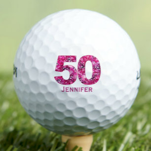 Personalised 50th Gift for Friend – Floral 50 Golf Balls