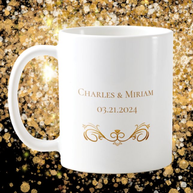Personalised 50th Golden Anniversary Gift Favour Coffee Mug (Personalize this golden 50th wedding anniversary keepsake gift or anniversary party favor.
)