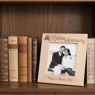 Personalised 50th Golden Wedding Anniversary Bells Etched Frames