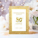 Personalised 50th Golden Wedding Anniversary Invitation<br><div class="desc">Elegant,  yet modern 50th golden wedding anniversary invitation cards (50 years).  Faux gold foil / glitter with large 50 with faux diamond heart in middle.  Customise these wedding anniversaries cards with your information. Perfect for vow renewal. Easy to edit.  See matching collection; stickers,  napkins,  labels. etc</div>