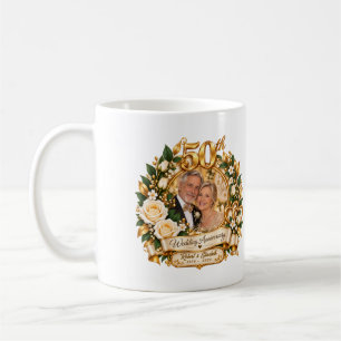 Personalised 50th Golden Wedding Anniversary Photo Coffee Mug