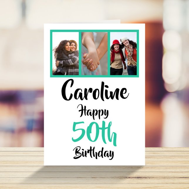 Personalised 50th happy birthday photo collage card (Creator Uploaded)