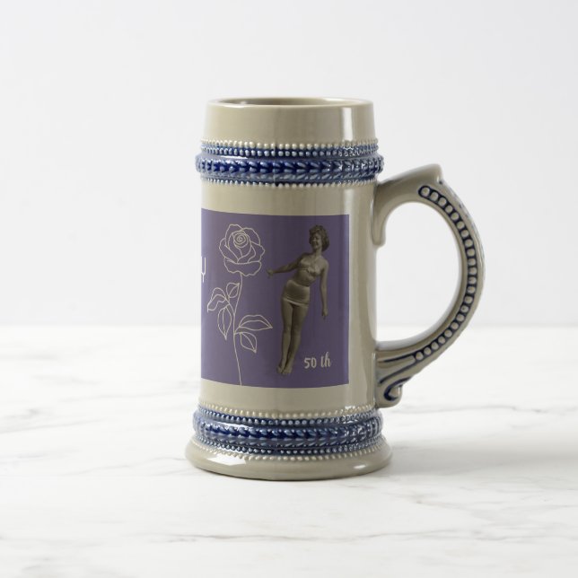 Personalised 50th lady Happy birthday mum Beer Stein (Right)