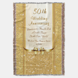 Personalised 50th Wedding Anniversary Blanket