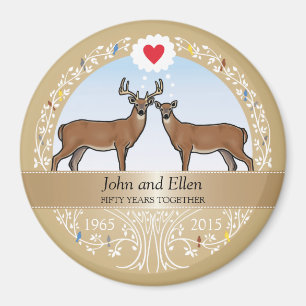Personalised 50th Wedding Anniversary, Buck & Doe Magnet