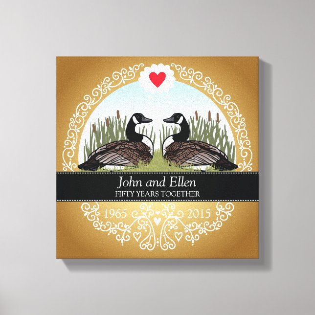 Personalised 50th Wedding Anniversary, Geese Canvas Print (Front)