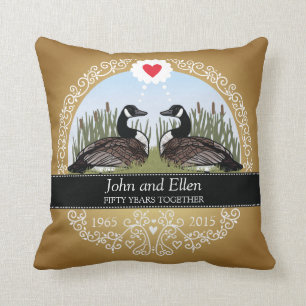 Personalised 50th Wedding Anniversary, Geese Cushion