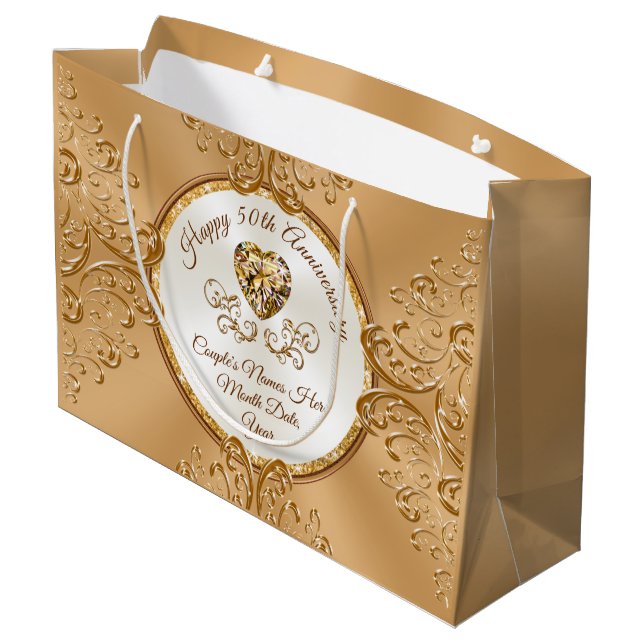 Personalised, 50th Wedding Anniversary Gift Bags (Back Angled)