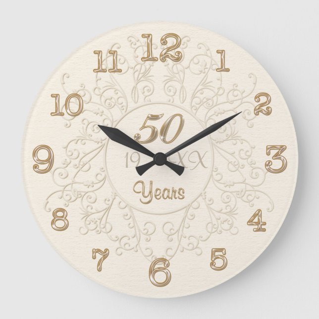 Personalised 50th Wedding Anniversary Gifts, Clock (Front)