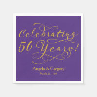 Personalised 50th Wedding Anniversary Gold Purple