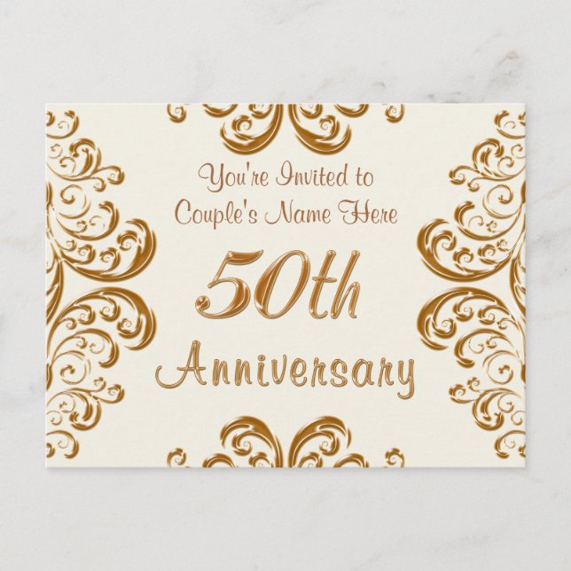 Personalised 50th Wedding Anniversary Invitations (Front)