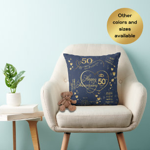 Personalised 50th Wedding Anniversary Milestone Cushion