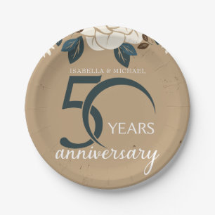Personalised 50th Wedding Anniversary Rustic Paper Plate