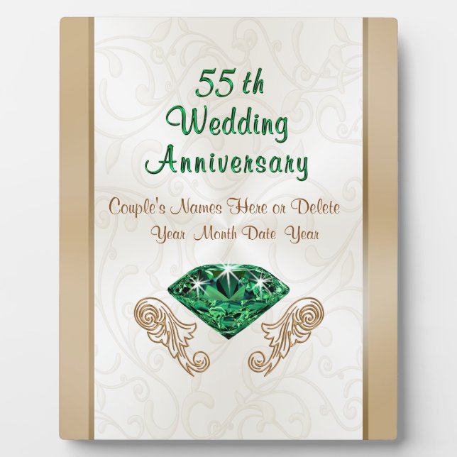 Personalised 55th Wedding Anniversary Gift Ideas Plaque (Front)