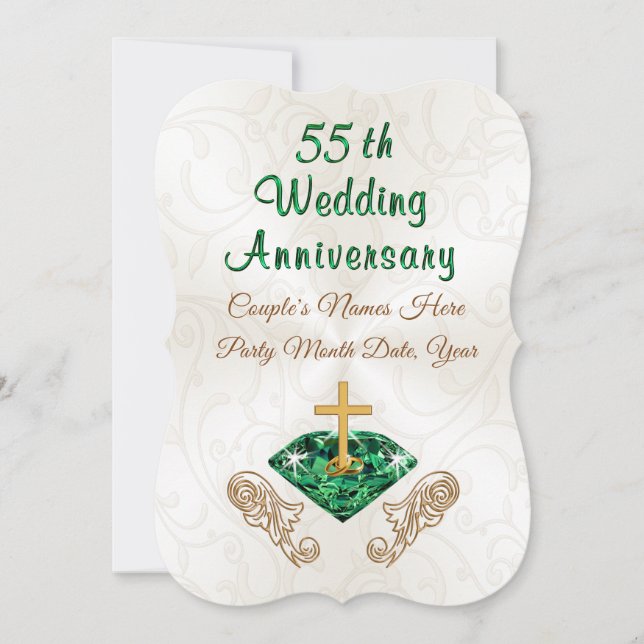 Personalised 55th Wedding Anniversary Invitations (Front)