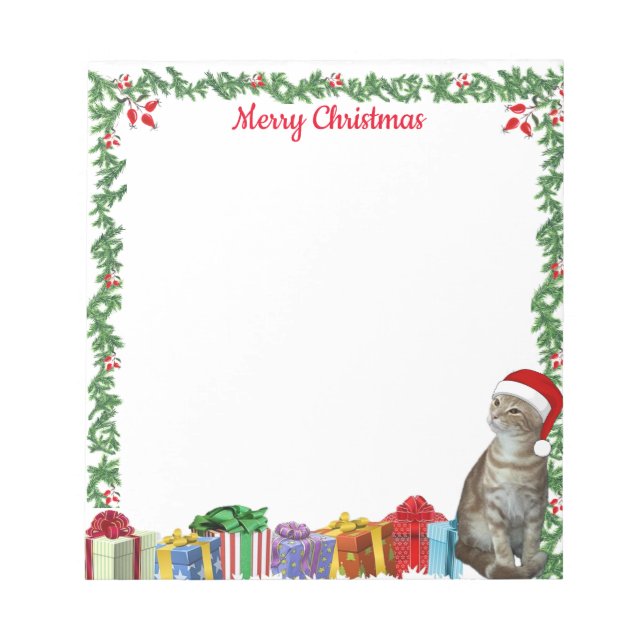 Personalised 5.5 x 6 Christmas Ginger Cat  Notepad (Front)