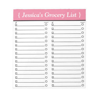 Personalised 5.5" x 6" Pink Grocery List Notepad