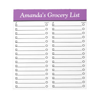 Personalised 5.5" x 6" Purple Grocery List Notepad