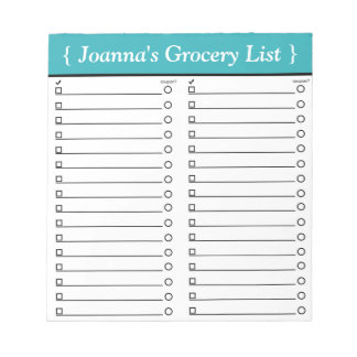 Personalised 5.5" x 6" Teal Grocery List Notepad