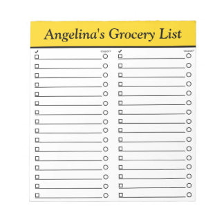 Personalised 5.5" x 6" Yellow Grocery List Notepad