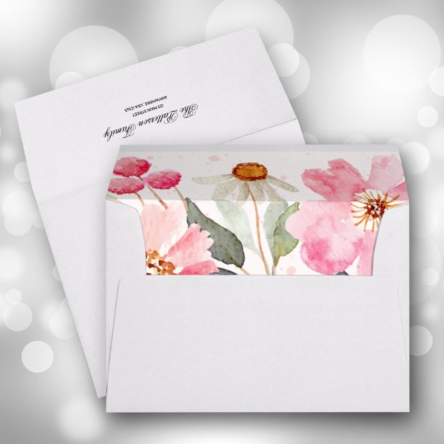 Personalised 5 x 7 Pink Garden Flowers Envelope (Creator Uploaded)