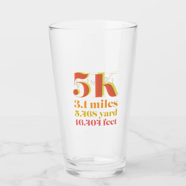 Personalised 5K Race Running Bold Text Glass (Front)