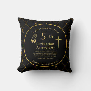 Personalised 5th Ordination Anniversary Priest Thr Cushion