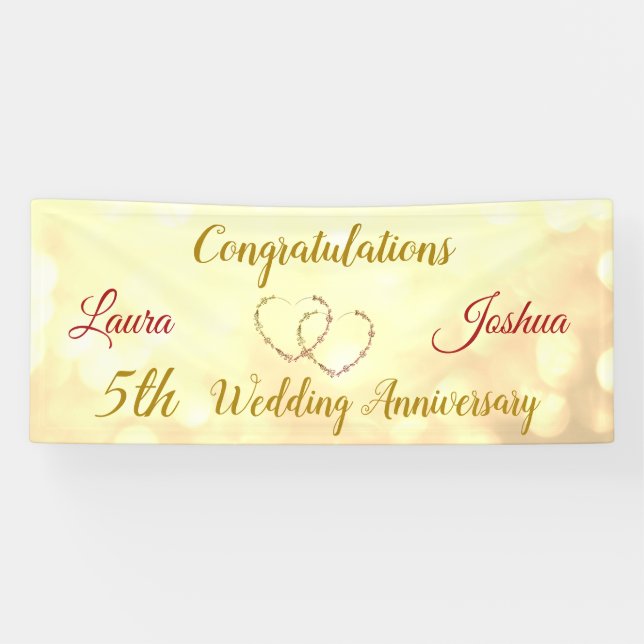 Personalised 5th Wedding Anniversary Banner (Horizontal)