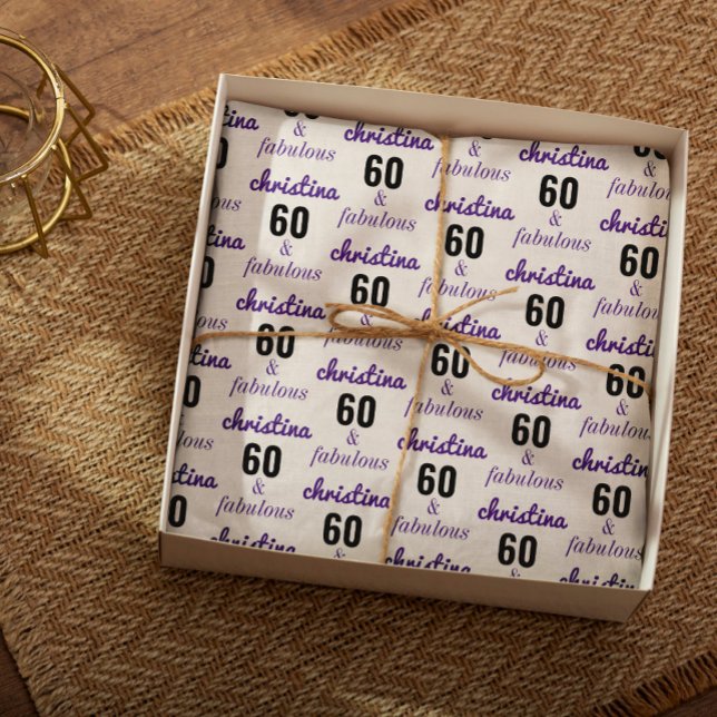Personalised 60 and Fabulous 60th Birthday Gift  W Wrapping Paper Sheet (Creator Uploaded)