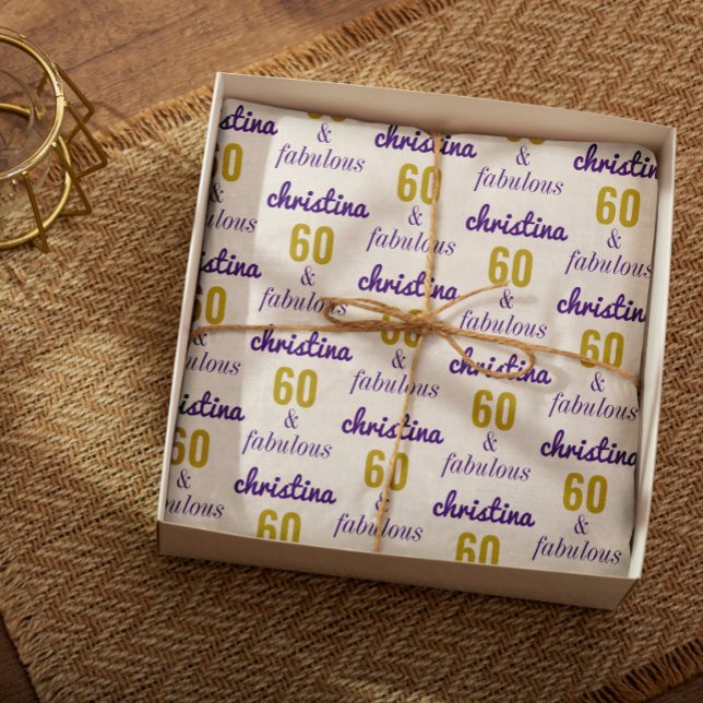 Personalised 60 and Fabulous 60th Birthday Gift  Wrapping Paper Sheet (A personalized gift wrap - how special is that!)