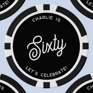 Personalised 60 Sixty Sixtieth Birthday Poker Chips