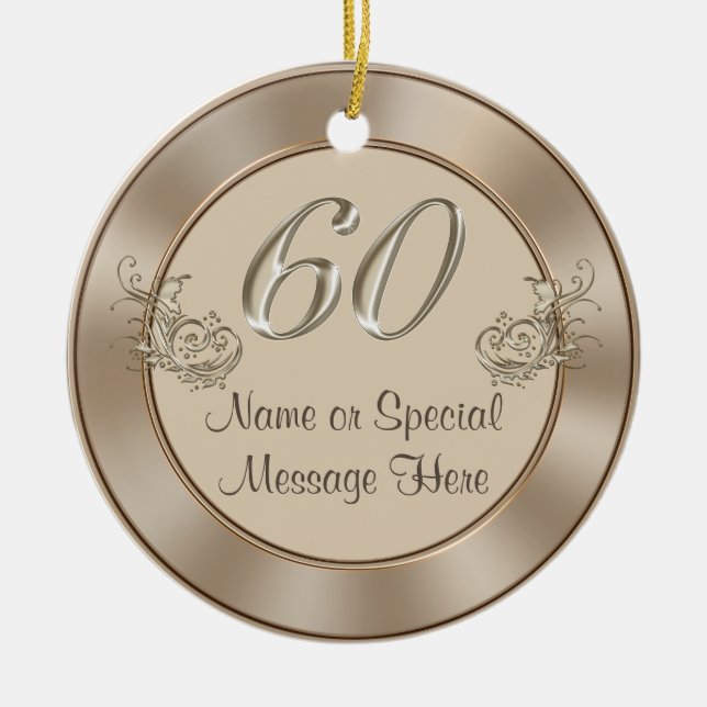 Personalised 60th Anniversary or Birthday Ornament (Front)