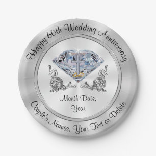 Personalised 60th Anniversary Paper Plates