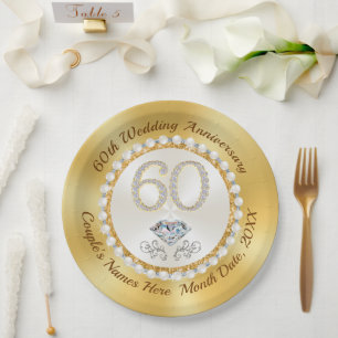 Personalised, 60th Anniversary Paper Plates, Paper Plate