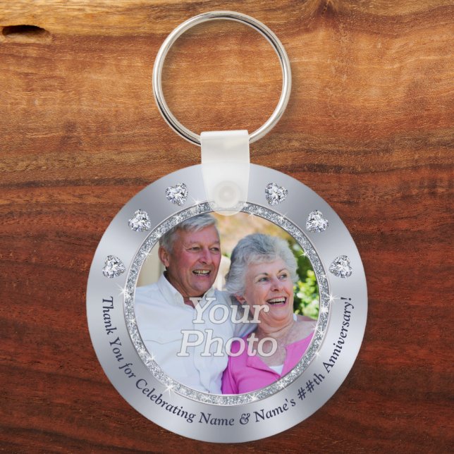Personalised, 60th Anniversary Party Favours,  Key Ring (Front)