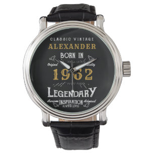 Personalised 60th Birthday 1962 Vintage Black Gold Watch