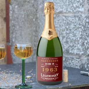 Personalised 60th Birthday 1963 Add Name Legendary Sparkling Wine Label