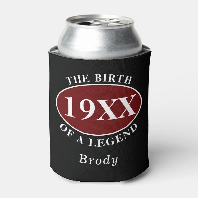 Personalised 60th Birthday Birth Of A Legend Black Can Cooler (Can Front)