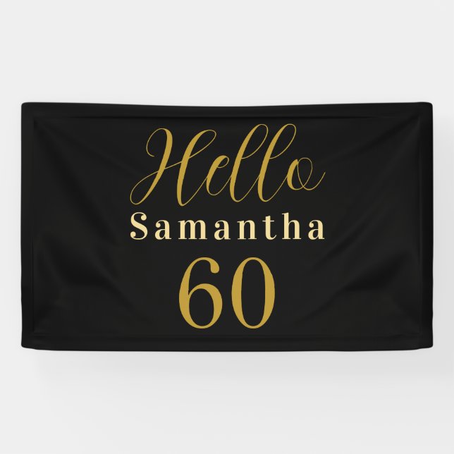 Personalised 60th Birthday Black Gold Birthday Banner (Horizontal)